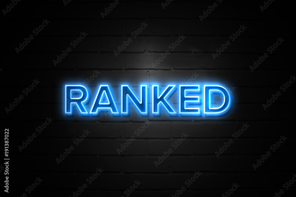Ranked neon Sign on brickwall