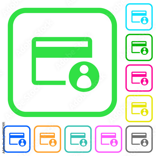 Cardholder of credit card vivid colored flat icons