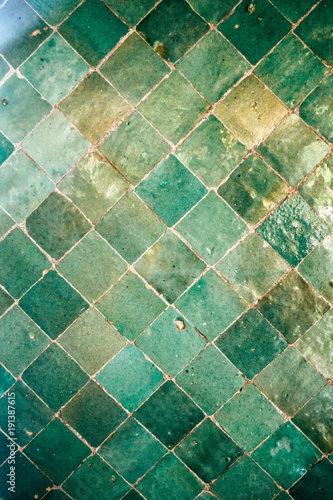 Wallpaper Mural Green Moroccan Arabic tiles pattern on a wall Torontodigital.ca