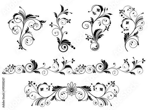 Black and white vectore curl florish vignette 