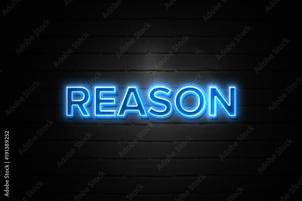 Reason neon Sign on brickwall