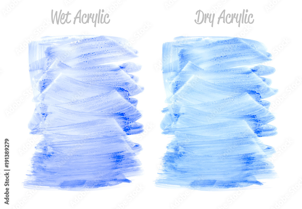 Fototapeta premium Vector blue paint smear stroke stain set. Abstract gold glittering textured art illustration. Acrylic Texture Paint Stain Illustration. Hand drawn brush strokes vector elements. Acrilyc strokes.