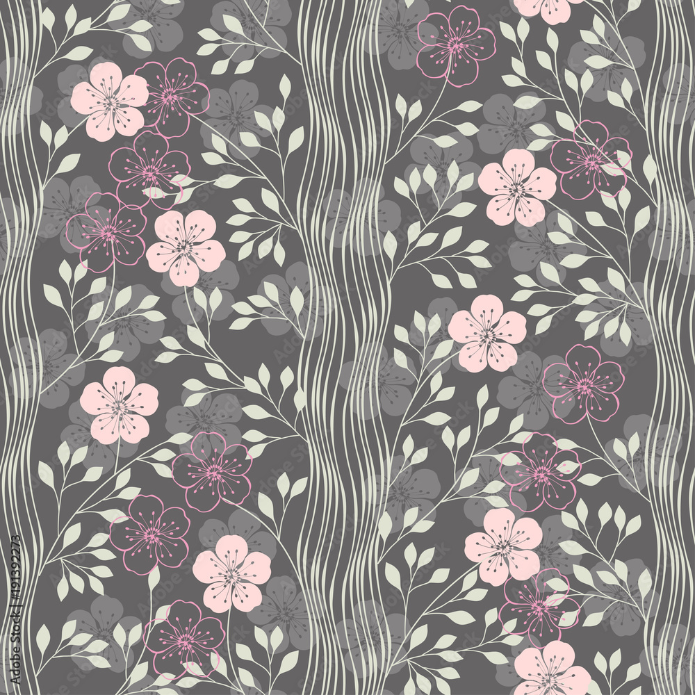 Obraz premium Blossoming trees. Seamless vector pattern.