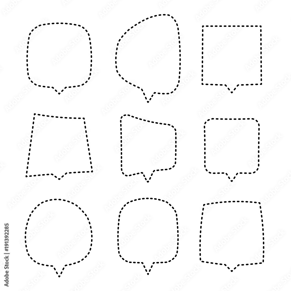Speech or thought bubbles of different shapes and sizes. Creative chat balloons set. Speech or thought bubbles of different shapes and sizes. Creative chat balloons set.