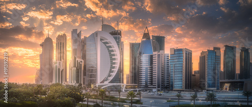 Skyline of West Bay and Doha City Center, Qatar photo