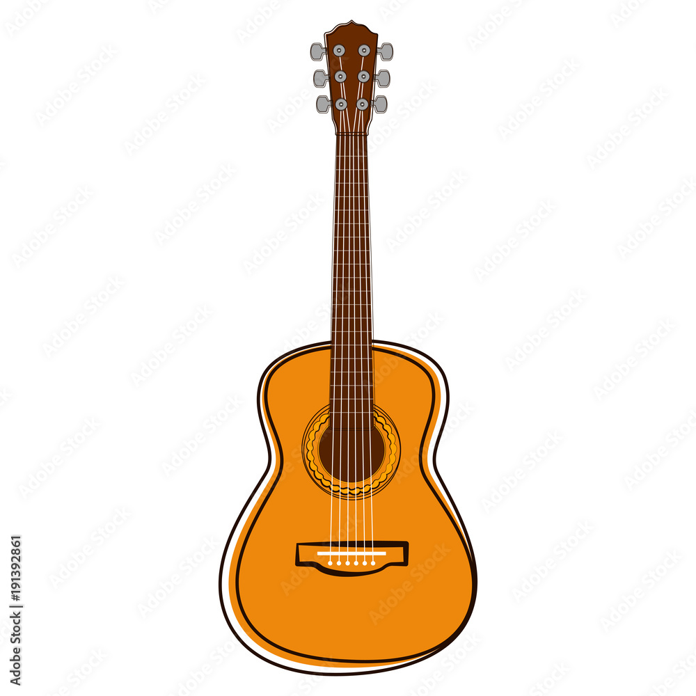 Isolated guitar sketch. Musical instrument