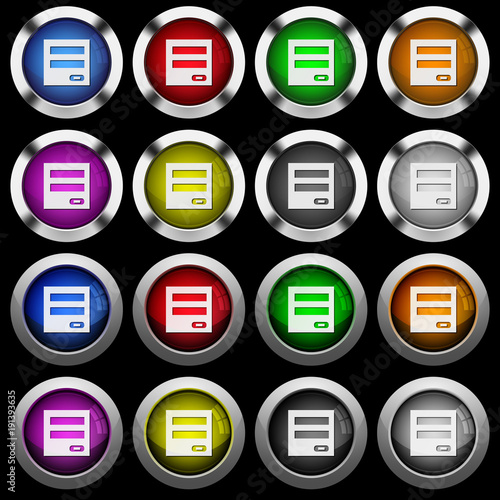 Login panel white icons in round glossy buttons on black background