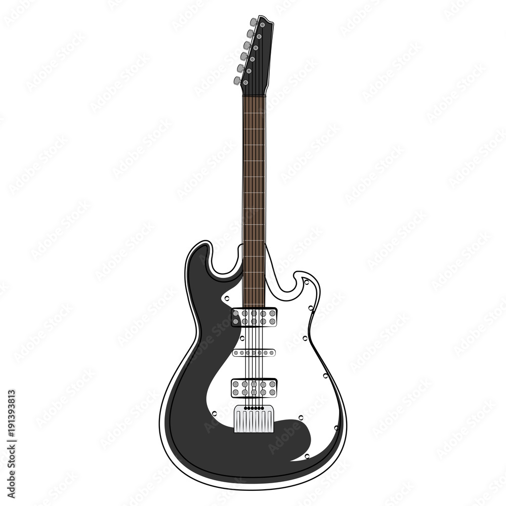 Electric guitar sketch. Musical instrument