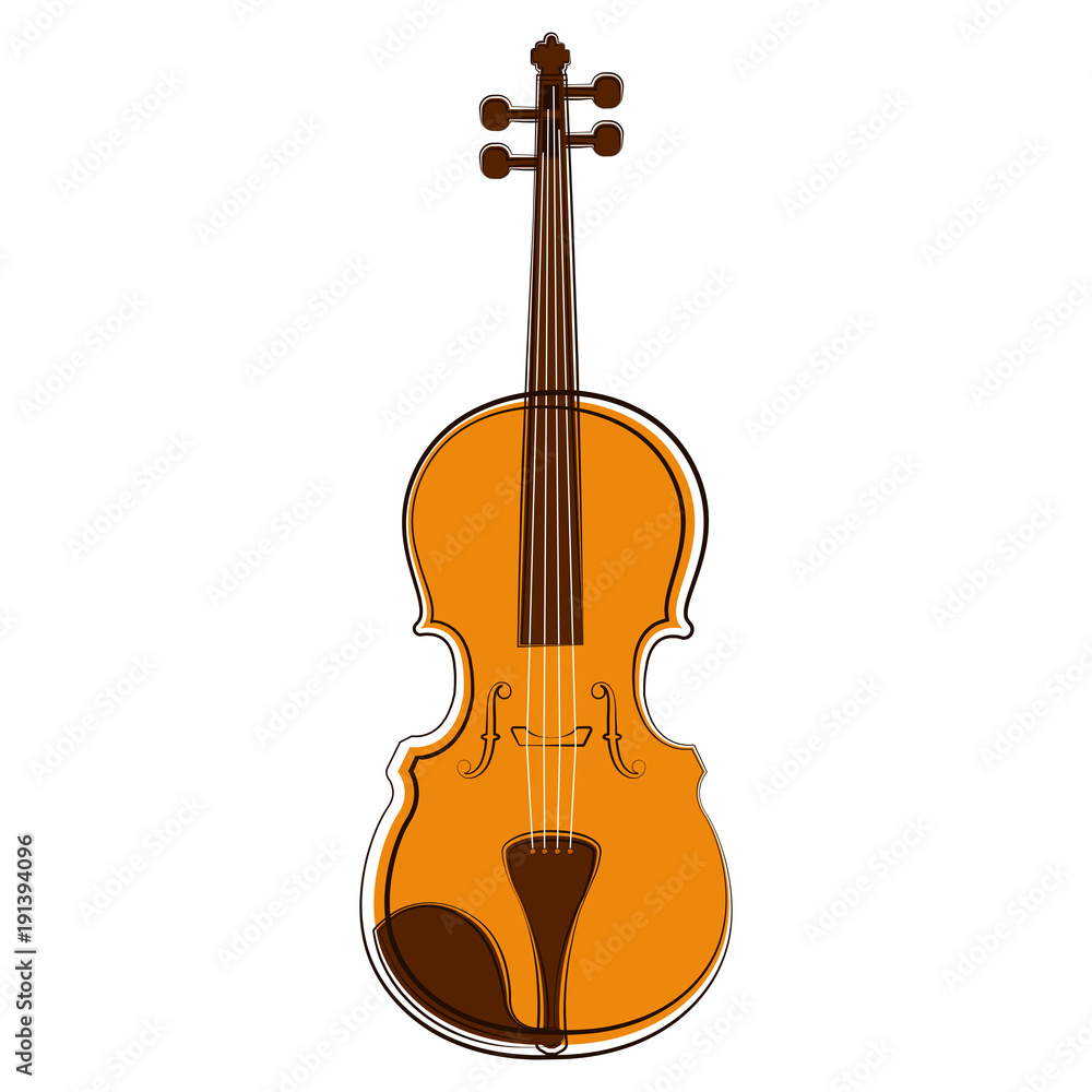 Isolated violin sketch. Musical instrument
