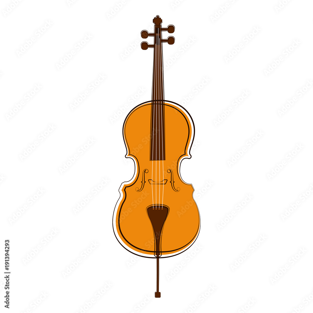 Obraz premium Isolated cello sketch. Musical instrument
