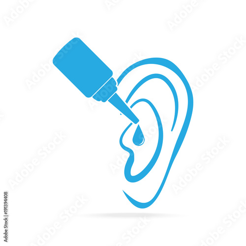 Ear drops blue icon, medical sign icon