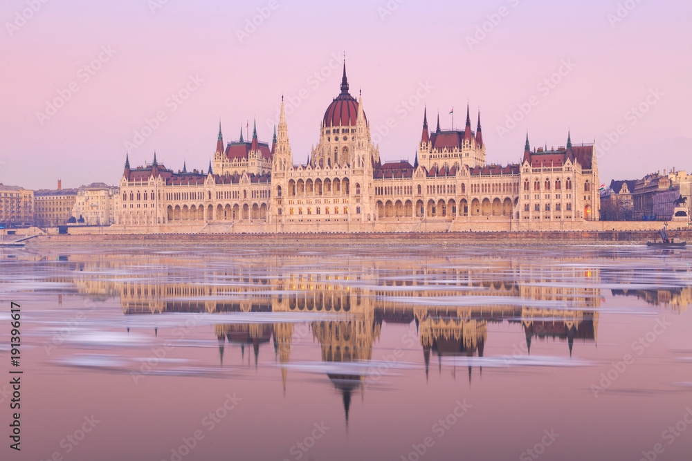 Hungarian parliament building at winter