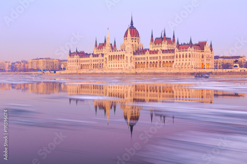 Photography Hungarian parliament building at winter