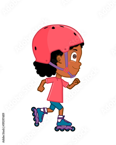 African american girl roller skating