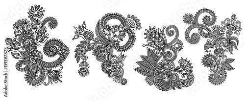 paisley flower pattern in ethnic style, indian decorative floral