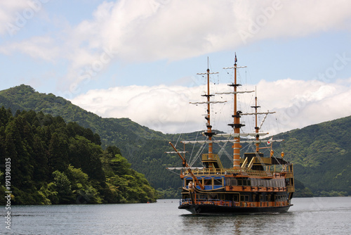 Boat on Lake Ashi in Hakone, Japan