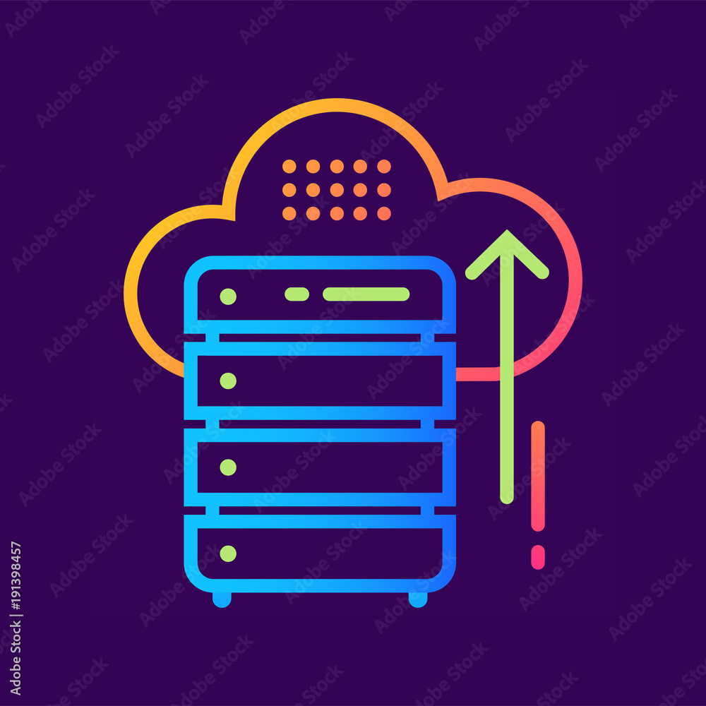 Linear icon Cloud storage. Data science technology and machine learning process. Suitable for print, website and presentation Linear icon Cloud storage. Data science technology and machine learning process. Suitable for print, website and presentation
