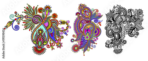 paisley flower pattern in ethnic style, indian decorative floral