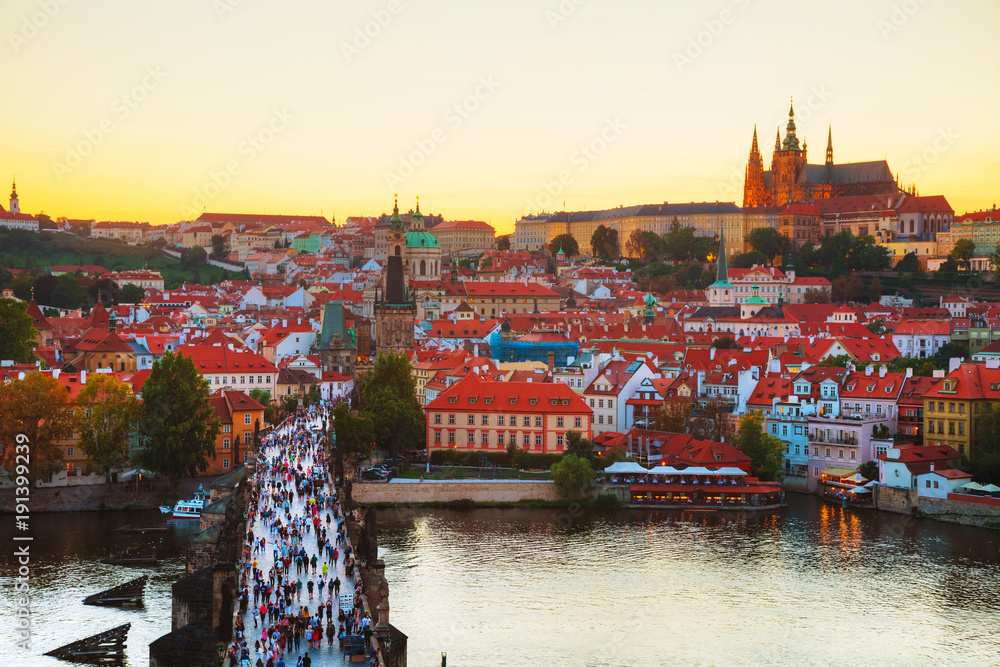 Overview of Prague with St Vitus Cathedral