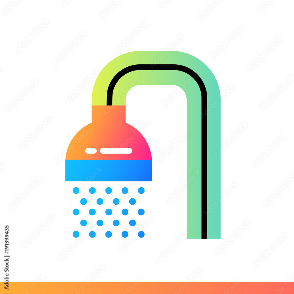 Flat icon Shower. Hotel services. Material design icon suitable for print, website and presentation Flat icon Shower. Hotel services. Material design icon suitable for print, website and presentation