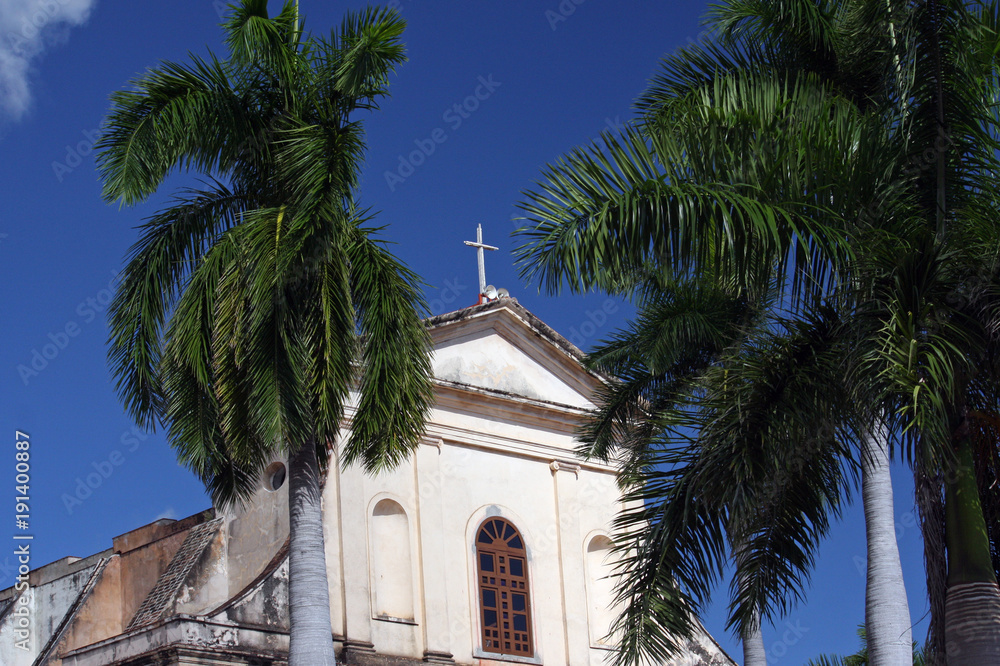 Whie church in Trinidad, Cuba