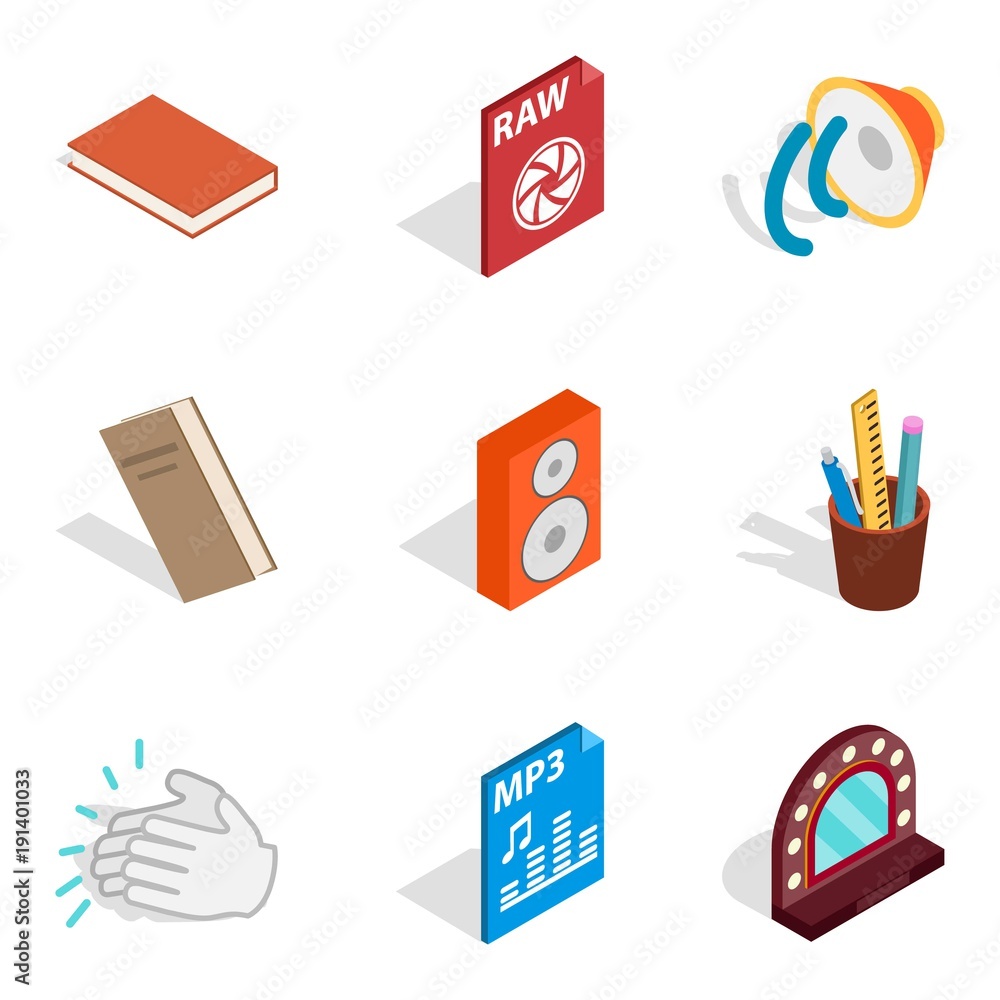 Instrumentalist icons set, isometric style Instrumentalist icons set, isometric style