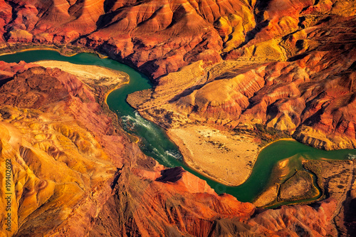 Aerial landscape view of Colorado river in Grand canyon, USA