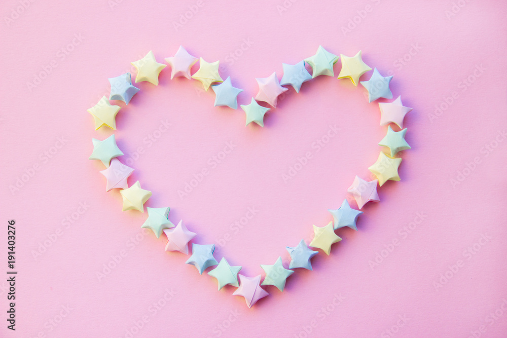Heart maded from small paper stars Origami