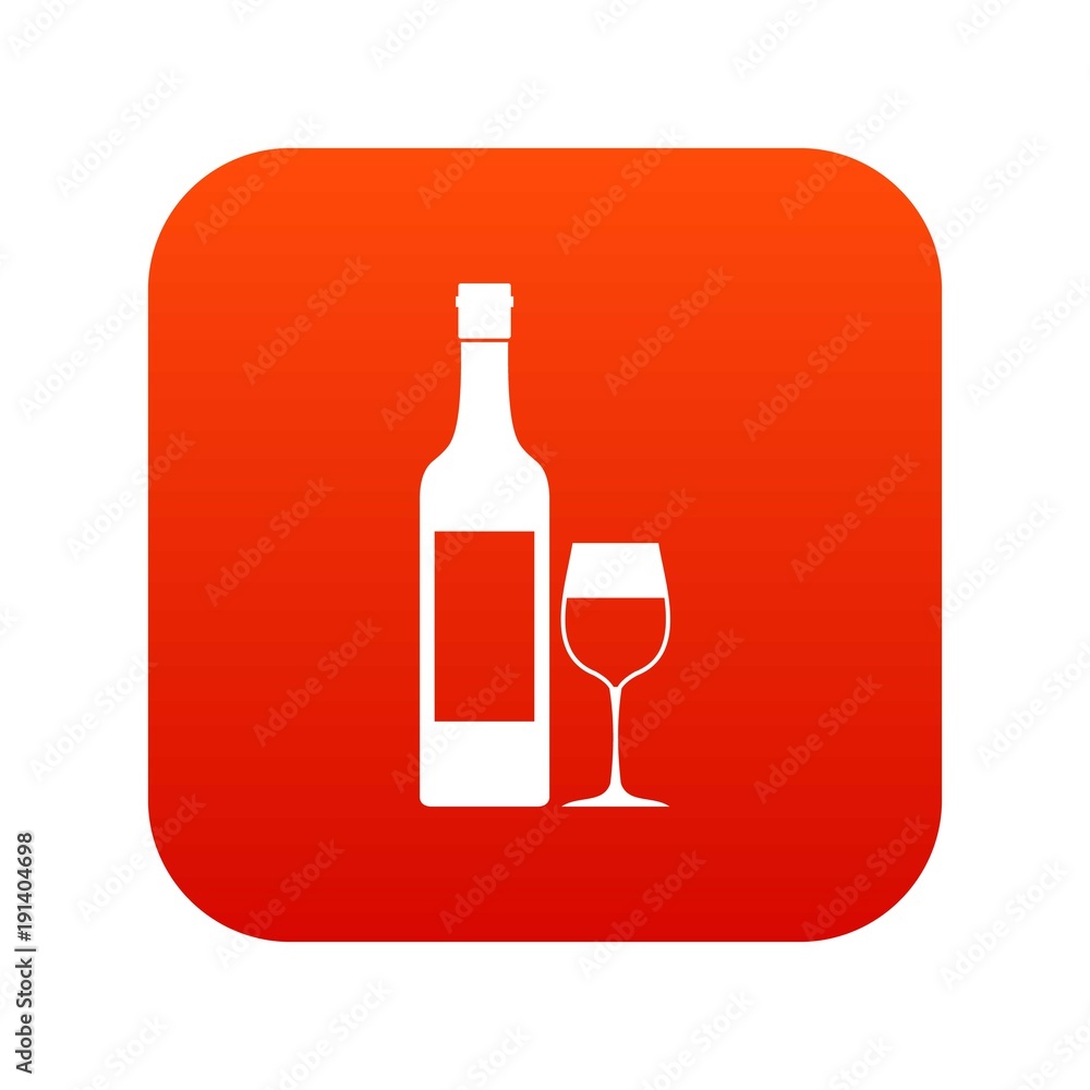 Bottle of wine icon digital red Bottle of wine icon digital red