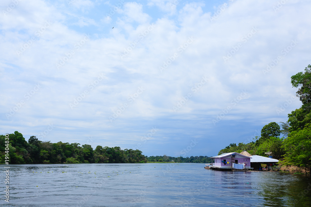 Houses along Amazonas river. Brazilian panorama Houses along Amazonas river. Brazilian panorama
