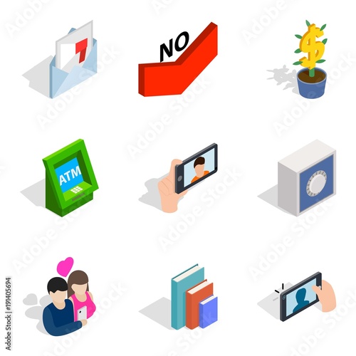 Wallpaper Mural Rumor icons set, isometric style Torontodigital.ca