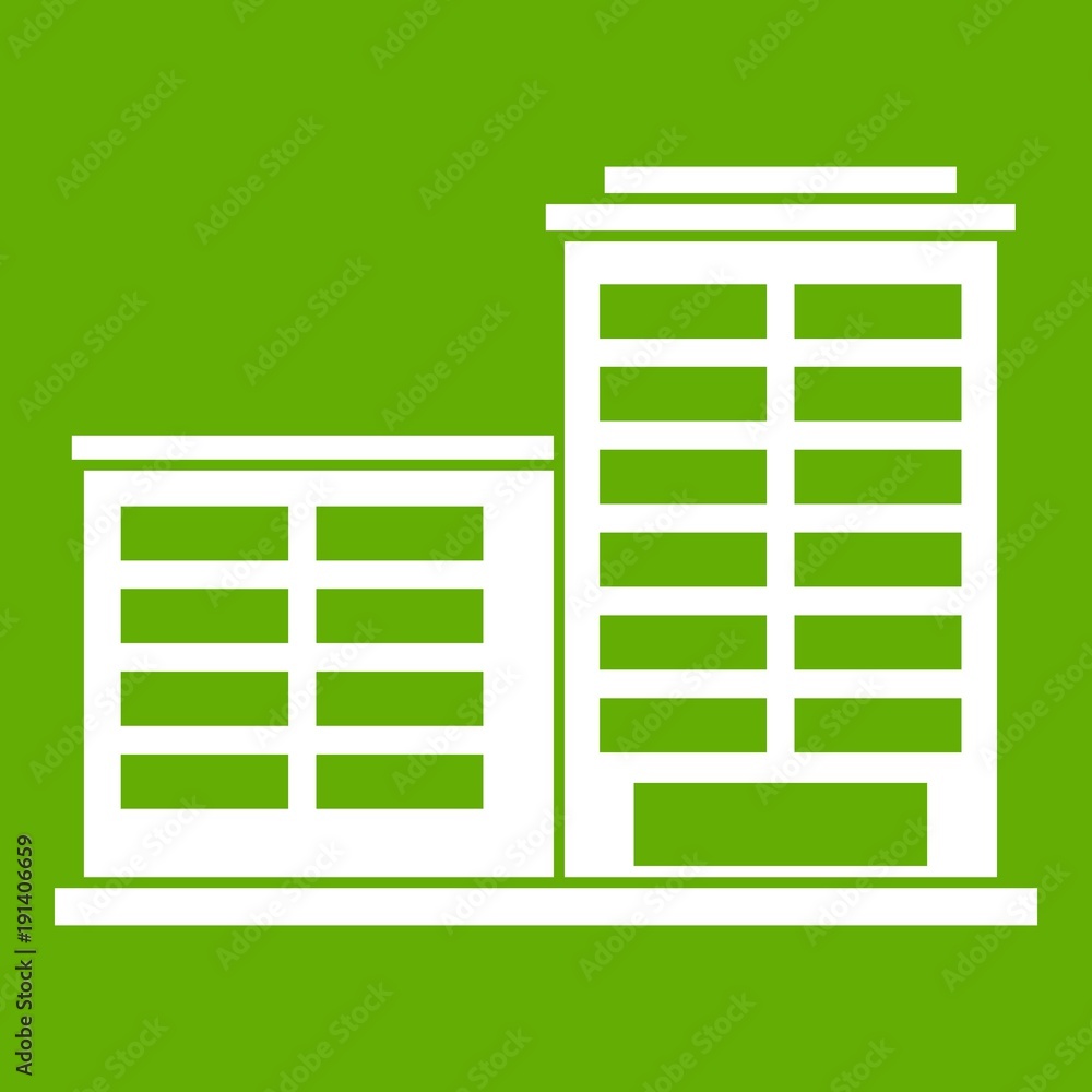 Manufacturing factory building icon green Manufacturing factory building icon green