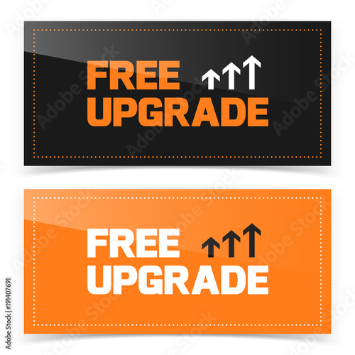 Banner button design with free upgrade icon
