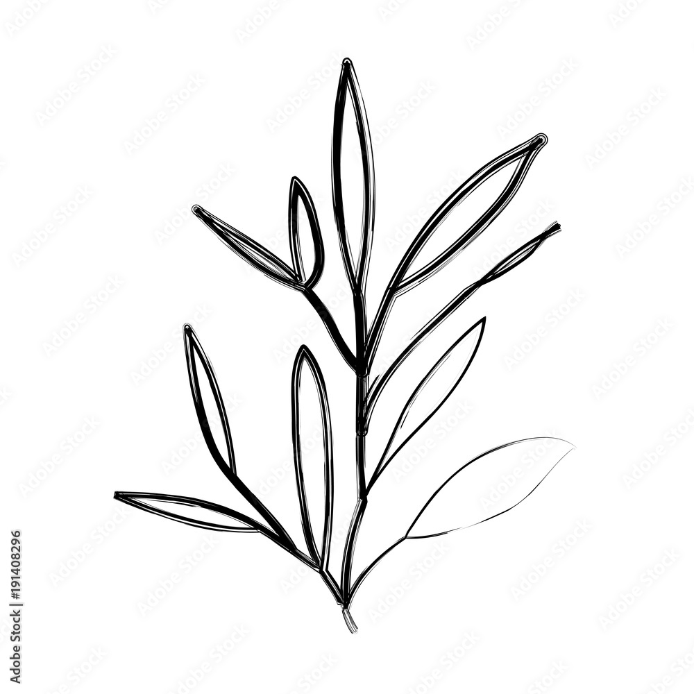 ramification with leaves on blurred silhouette vector illustration ramification with leaves on blurred silhouette vector illustration