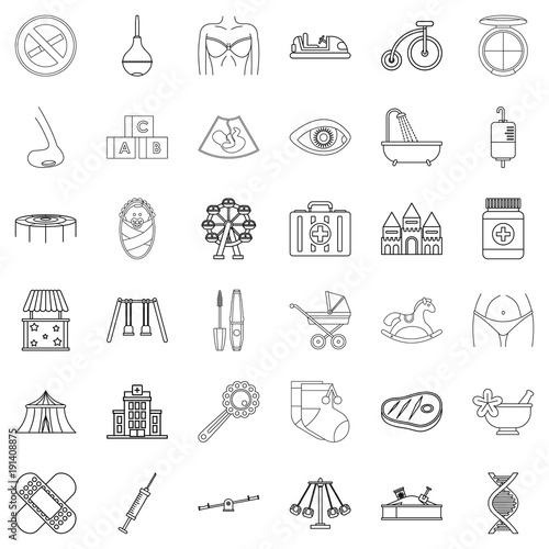 Parentage icons set, outline style