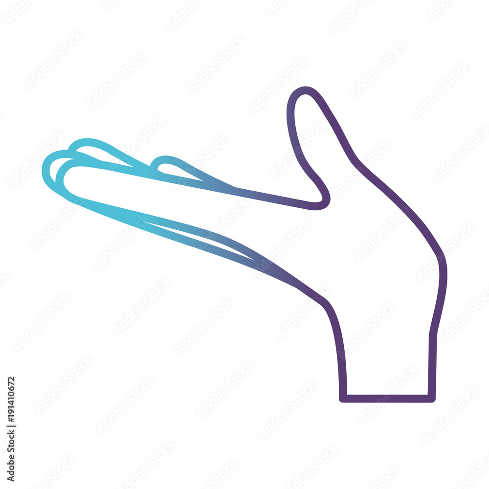 Obraz premium arm extended hand gesture on gradient color silhouette from blue to purple vector illustration
