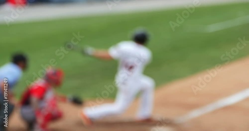 Hitting Home Run at Baseball Game Establishing Background Blur, 4K