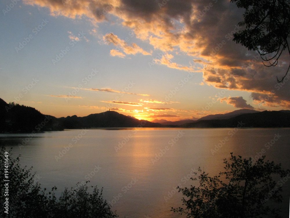 Sunset on the lake. Austria.