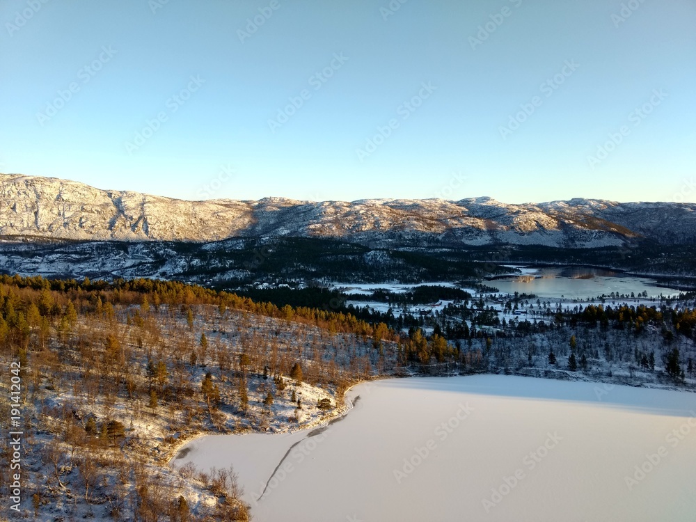 Norway mountain sun in winter