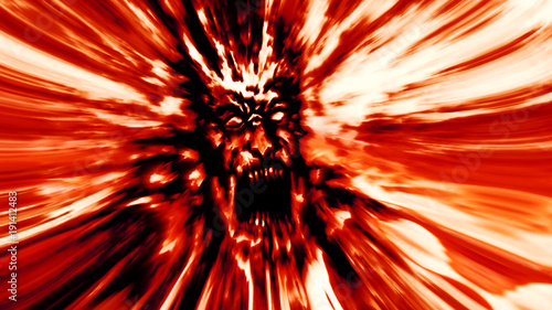 фотографія Rage red zombie head. Image in genre of horror