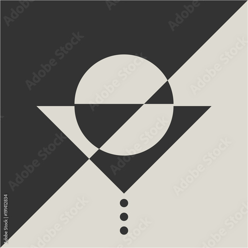Geometric minimalistic Suprematism art movement styled illustration: lonely mime actor waiting for performance. Great as a template for theater, drama workshops, actor monologues events.