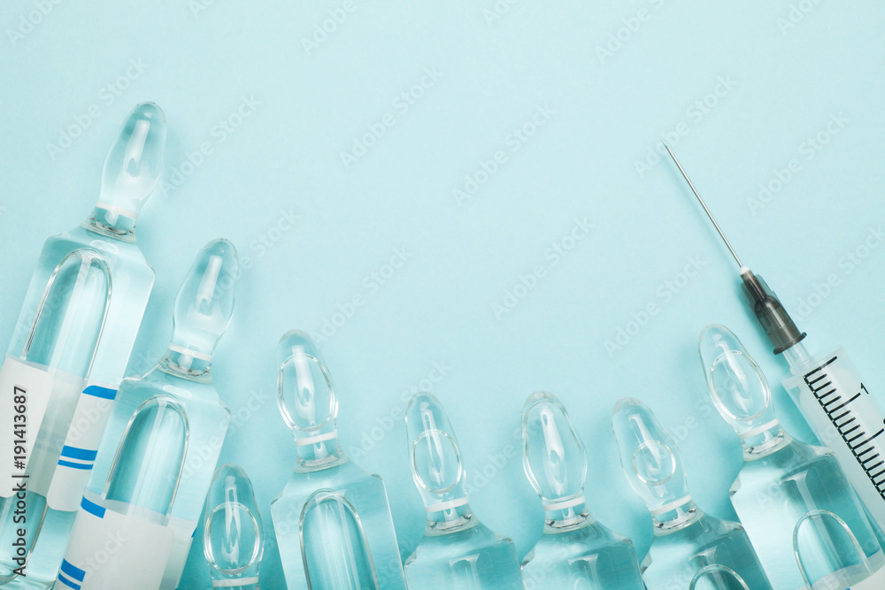 Medical equipments on blue background. Medical equipments on blue background.