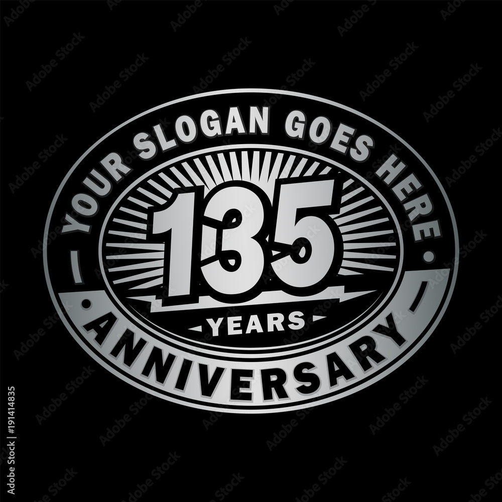 135 years anniversary design template. Vector and illustration. 135th logo. 