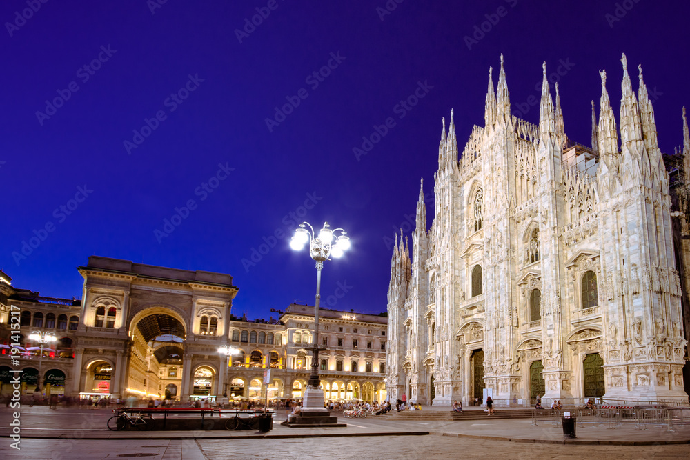 Milan Cathedral, Piazza del Duomo at night, Lombardia, Italy 