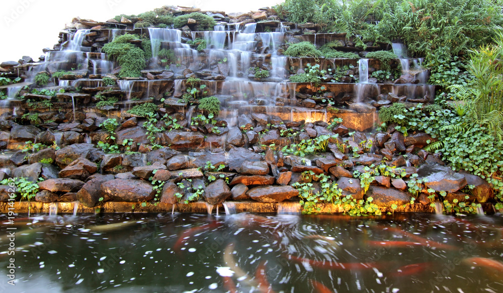 waterfall in forest at the night waterfall in forest at the night