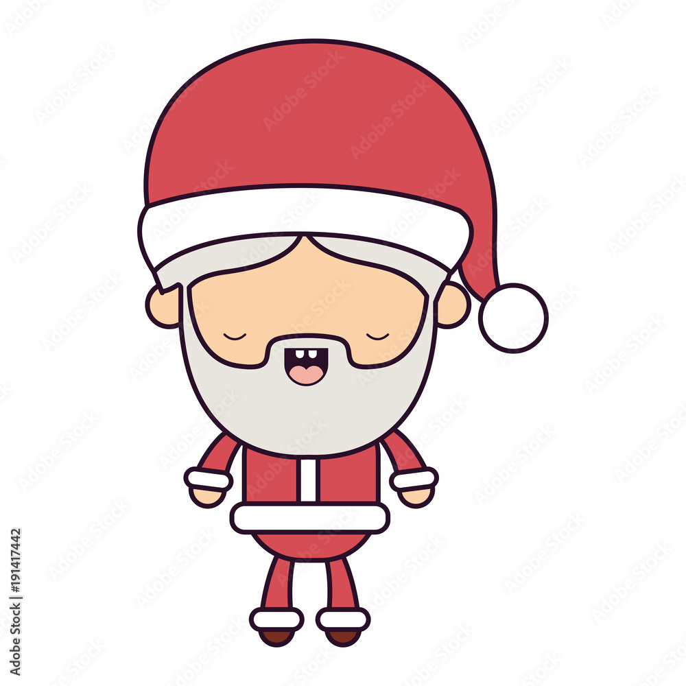santa claus cartoon full body eyes closed happiness expression colorful silhouette on white background vector illustration santa claus cartoon full body eyes closed happiness expression colorful silhouette on white background vector illustration