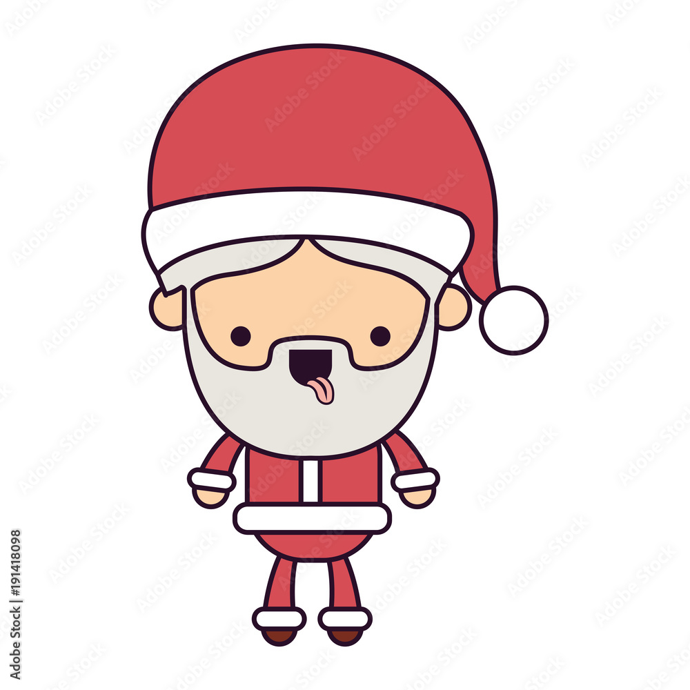 santa claus cartoon full body tongue out expression colorful silhouette on white background santa claus cartoon full body tongue out expression colorful silhouette on white background