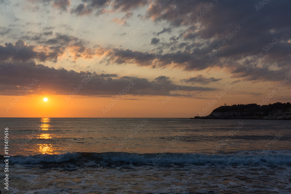 Amazing Sunrise Panorama from Beach of town of Tsarevo, Burgas Region, Bulgaria Amazing Sunrise Panorama from Beach of town of Tsarevo, Burgas Region, Bulgaria