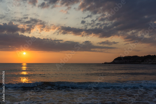 Amazing Sunrise Panorama from Beach of town of Tsarevo  Burgas Region  Bulgaria