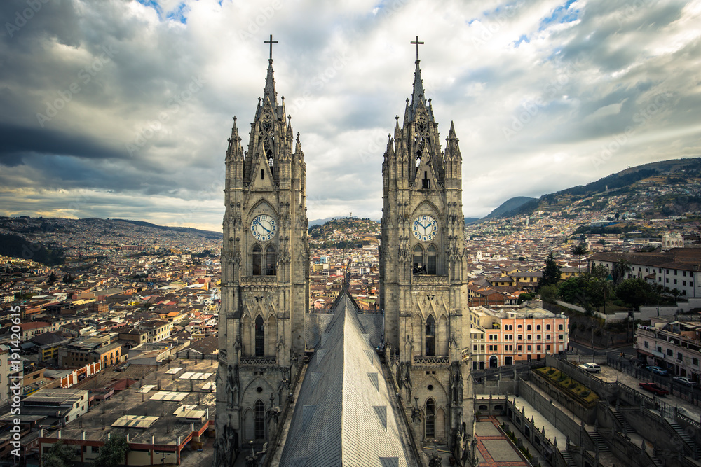 Quito - August 17, 2018: Basilica of the National Vote in Quito, Ecuador